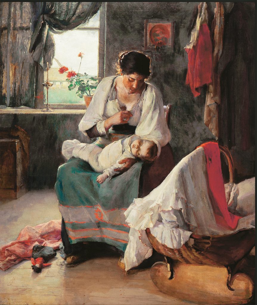 Painting of woman breastfeeding