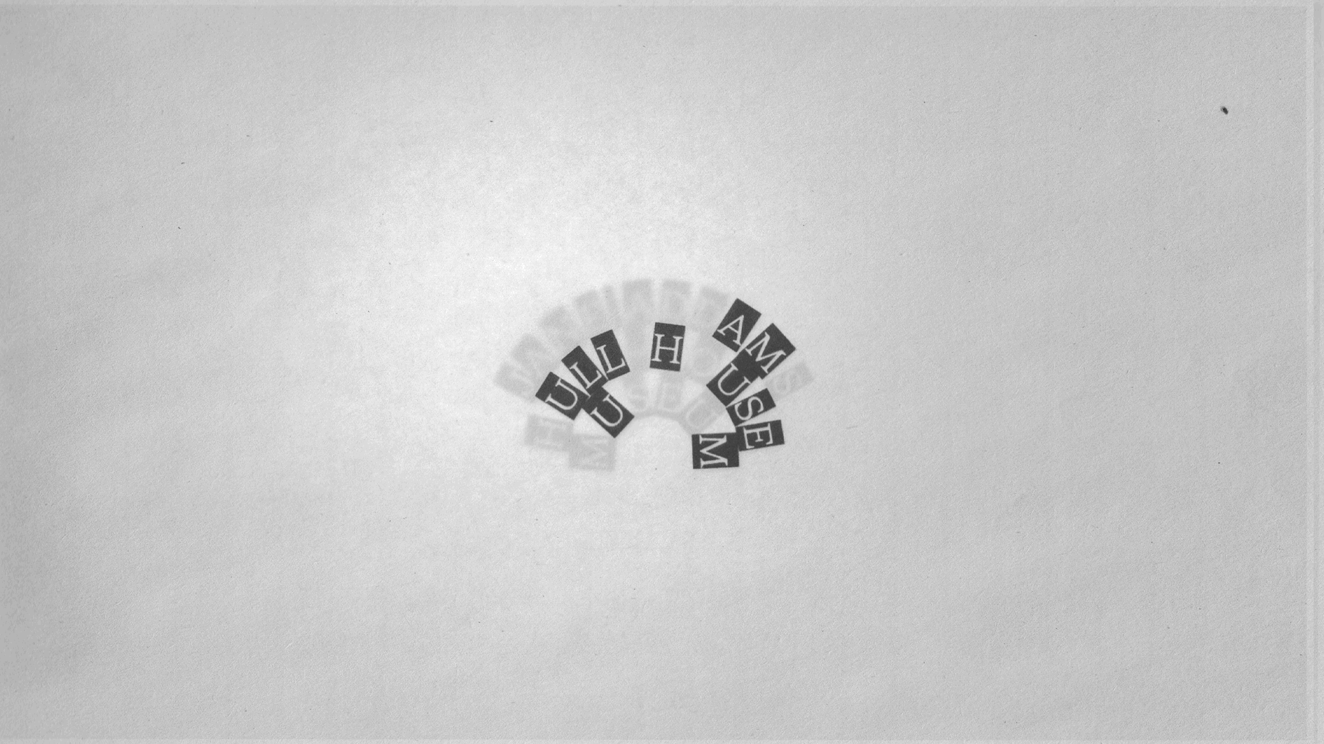 Letters spell AMUSE in the center, surrounded by blurred, arched repetitions of FULLY, all on a plain white background, creating a visual echo effect.